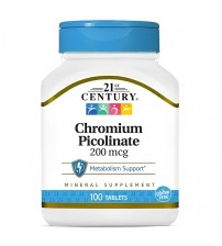 Пиколинат хрома 21st Century Chromium Picolinate 200mcg 100tabs